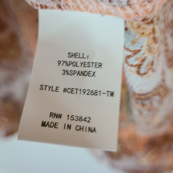 (595) Melloday Woman's  3/4 Length  Blouse,  Size: Large Color: Harvest - Picture 7 of 12